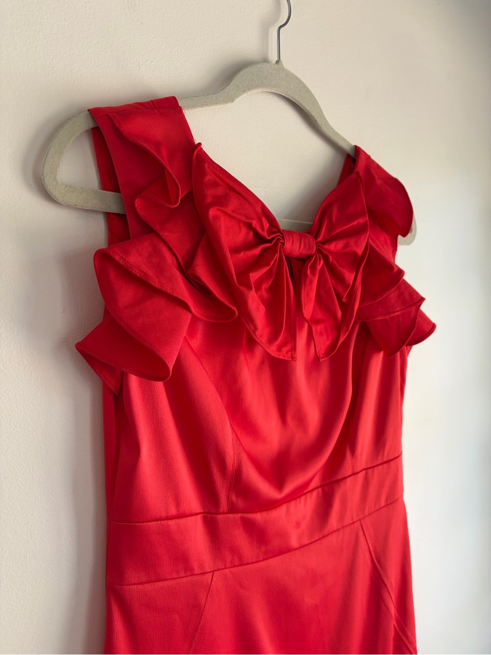 Ted Baker Coral Red Bow Front Sleeveless Dress Size 3 - Picture 2 of 7